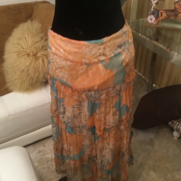 NWT Hale Bob Boho style georgette beaded tier skirt - Picture 4 of 13
